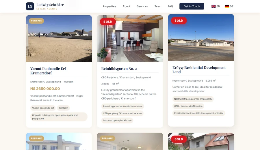 Ludwig Schröder Estate Agents website screenshot